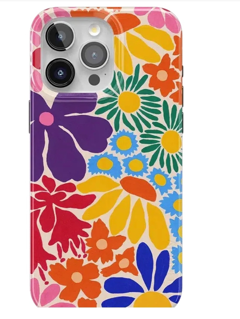 iPhone 15 PRO Casely Flower Patch Multi-Color Floral Case